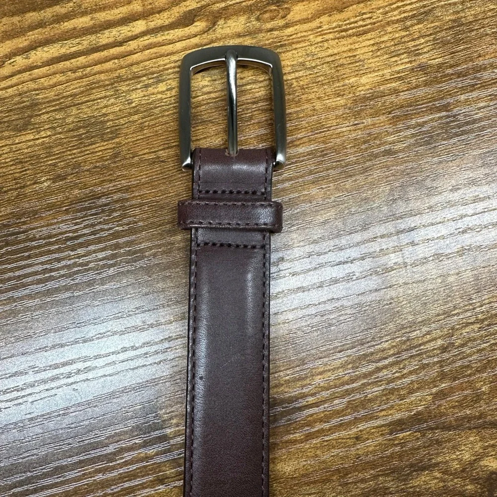 Leegin Mens Brown Genuine Leather Belt Size 40 Handcrafted USA 20308 Silver